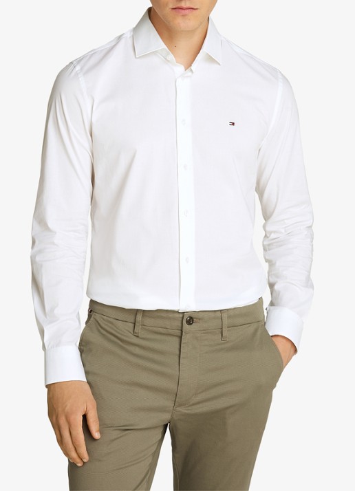 Tommy Hilfiger Slim fit overhemd met logo - detail wit