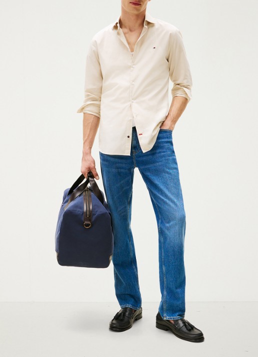 Tommy Hilfiger Slim fit overhemd met logo - voorkant 2 beige