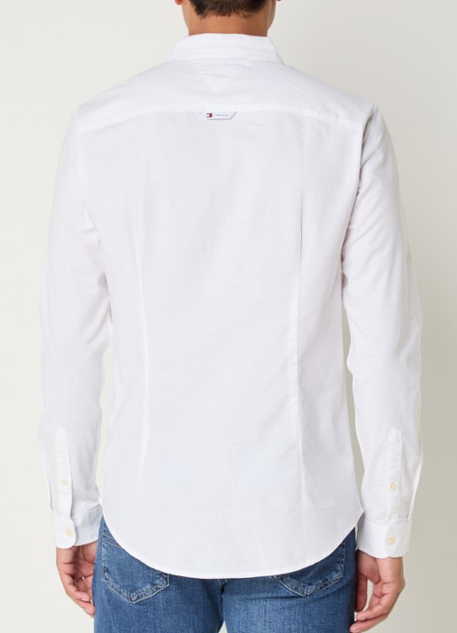 Tommy Hilfiger Slim fit overhemd met logoborduring - achterkant wit