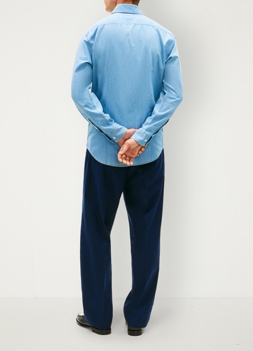 Tommy Hilfiger Slim fit overhemd van denim - achterkant 5 lichtblauw