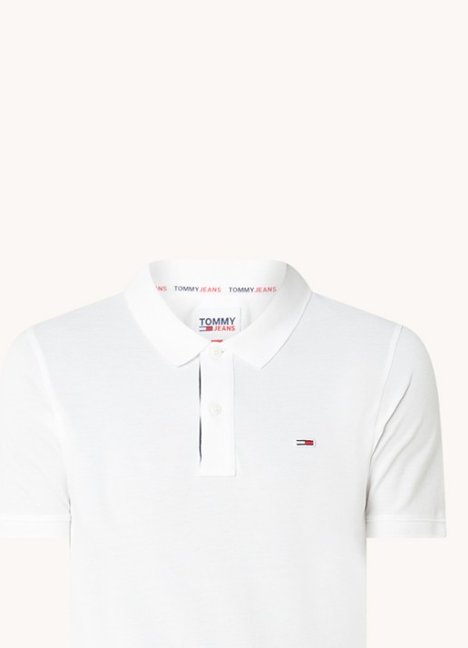 Tommy Hilfiger Slim fit polo van katoen met logo  - voorkant 2 wit