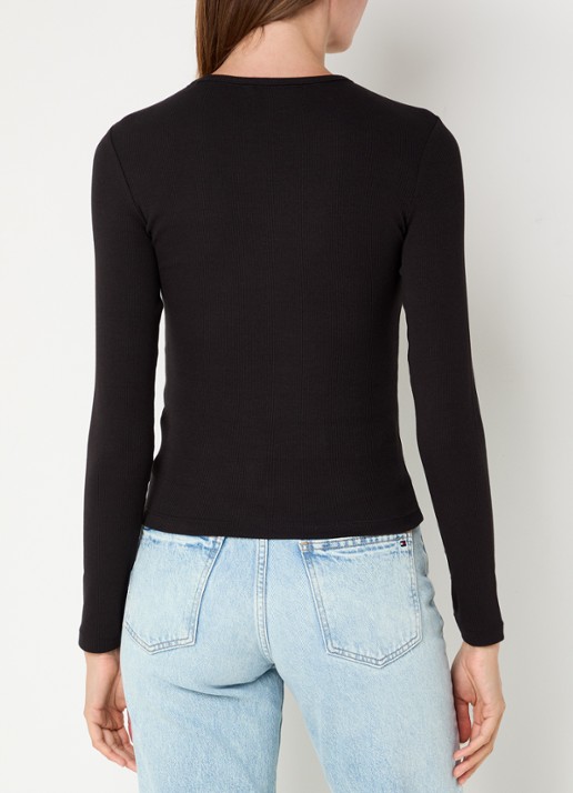Tommy Hilfiger Slim Ribbed Long Sleeve T-Shirt - achterkant 2 zwart