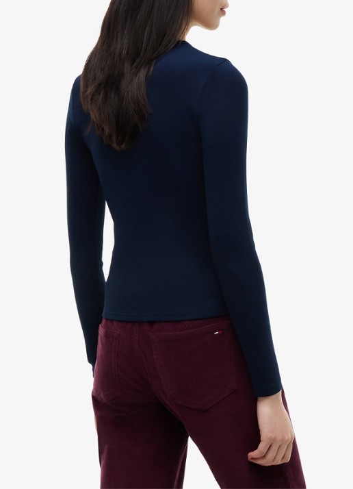 Tommy Hilfiger Slim Ribbed Long Sleeve T-Shirt - achterkant 3 dark blue-c1g / blauw