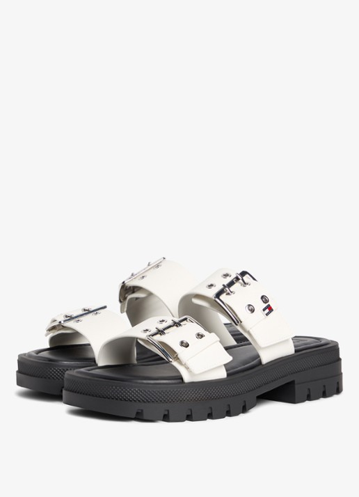 Tommy Hilfiger Slipper met gespdetail - detail ivoor