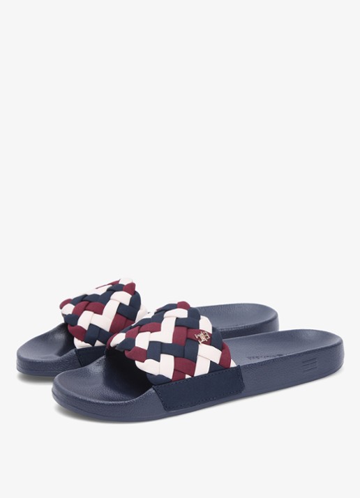 Tommy Hilfiger Slipper met gevlochten details en logo - detail multicolor
