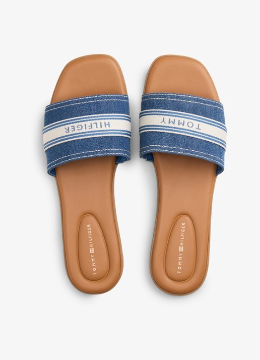 Tommy Hilfiger Slipper met logo - detail 4 blauw