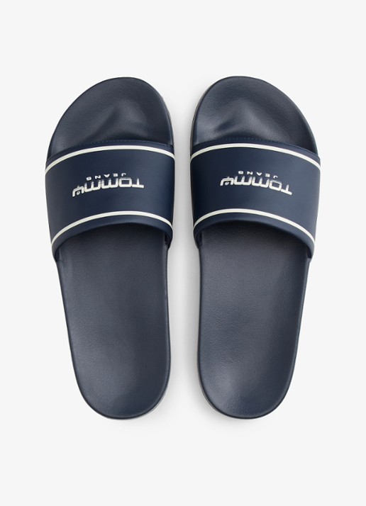 Tommy Hilfiger Slipper met logo - detail 4 donkerblauw