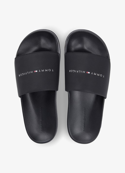 Tommy Hilfiger Slipper met logo - detail 5 zwart