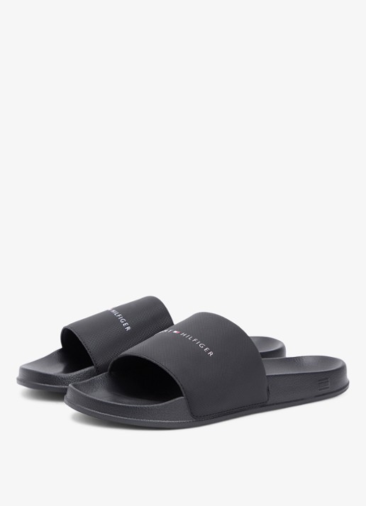 Tommy Hilfiger Slipper met logo - voorkant 2 zwart