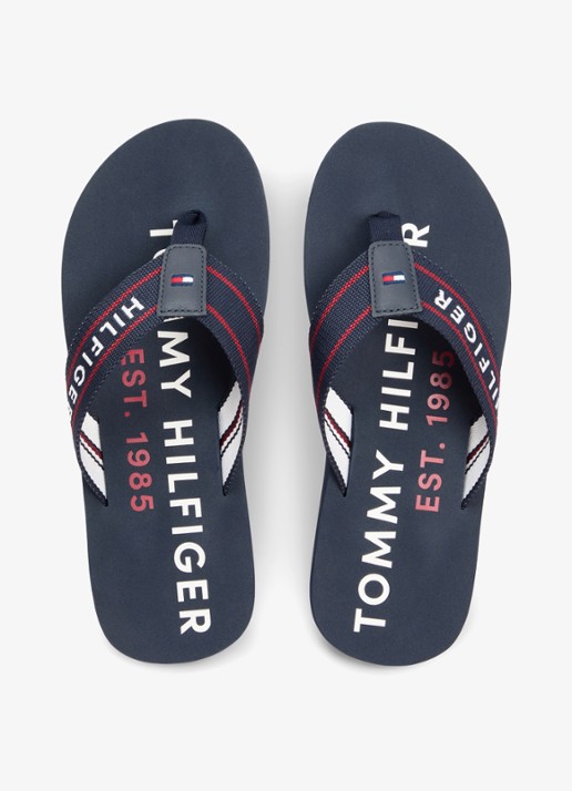 Tommy Hilfiger Slipper met logo - detail 4 lichtblauw