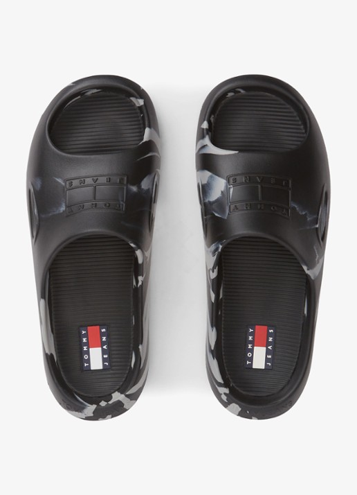 Tommy Hilfiger Slipper met logo - voorkant 6 zwart