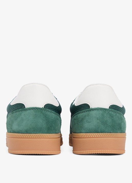 Tommy Hilfiger Sneaker met logo en details van corduroy  - achterkant 3 donkergroen