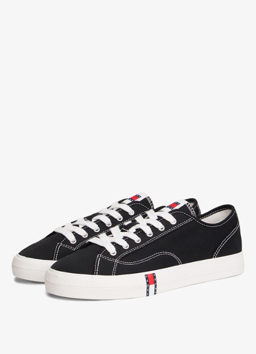 Tommy Hilfiger Sneaker met logo - voorkant 2 zwart