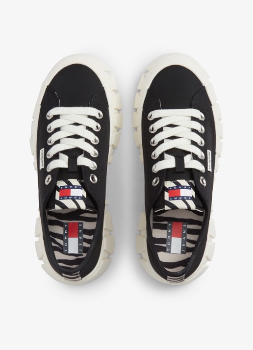 Tommy Hilfiger Sneaker met logo - voorkant 2 zwart