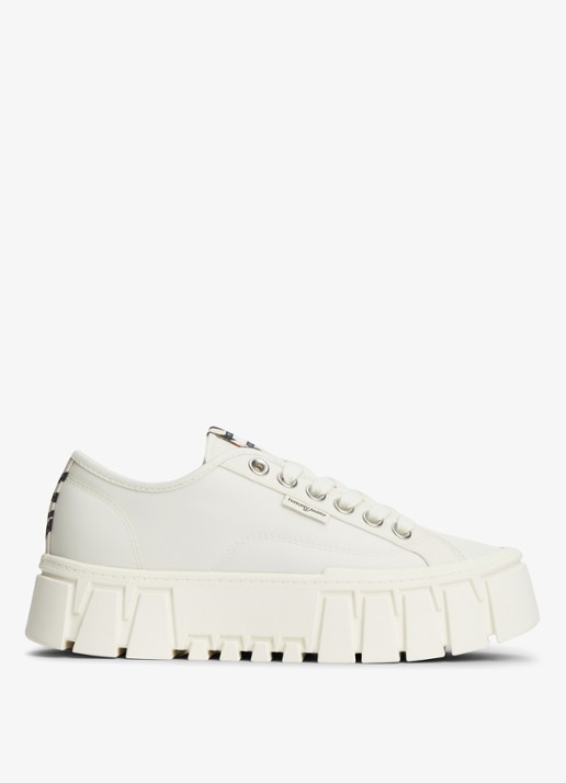 Tommy Hilfiger Sneaker met logo - voorkant 5 ivoor