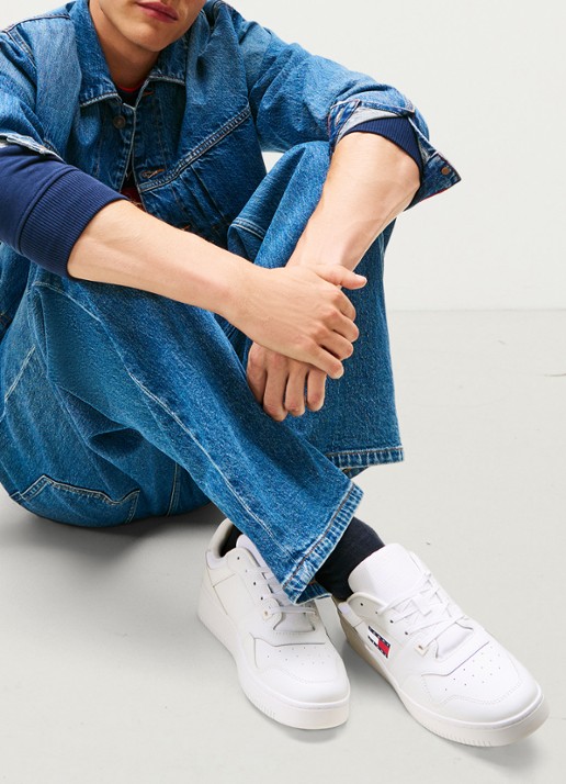 Tommy Hilfiger Sneaker met logo - voorkant 2 wit
