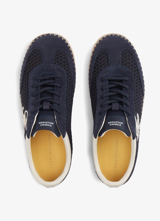 Tommy Hilfiger Sneaker met opengewerkt dessin - voorkant 2 donkerblauw