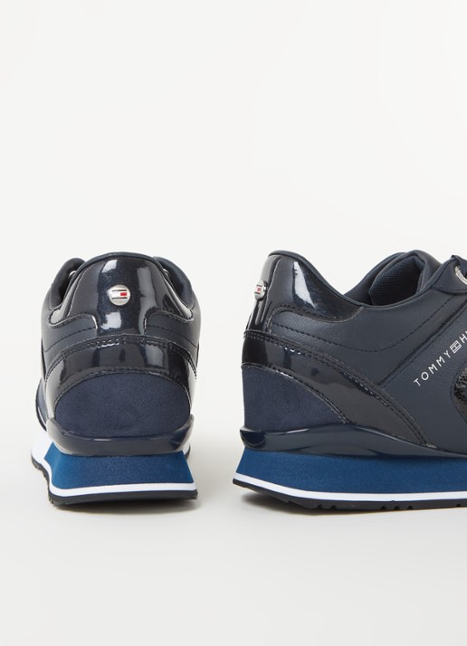 Tommy Hilfiger Sneaker met sleehak van leer - detail donkerblauw