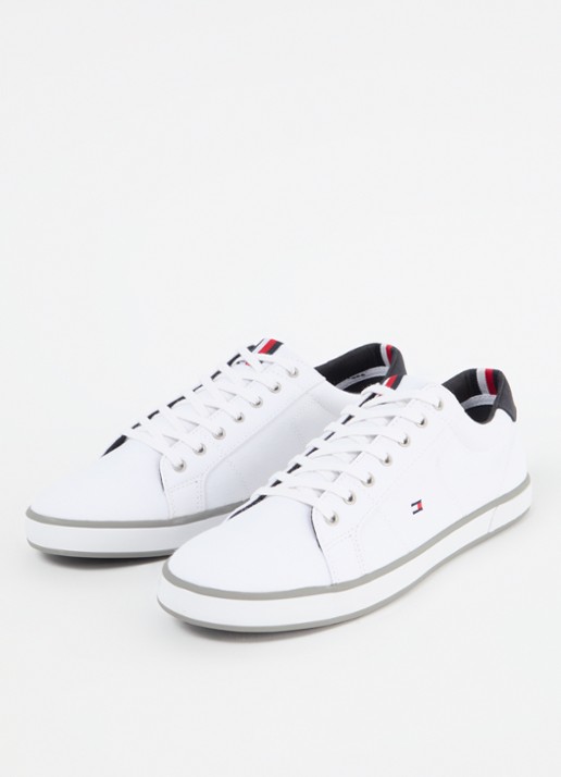 Tommy Hilfiger Sneaker van canvas met logo - detail 3 wit