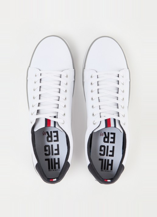Tommy Hilfiger Sneaker van canvas met logo - detail 4 wit