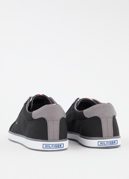Tommy Hilfiger Sneaker van canvas met logo - achterkant 5 zwart