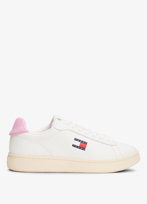 Tommy Hilfiger Sneaker van leer met logo - detail 2 roze
