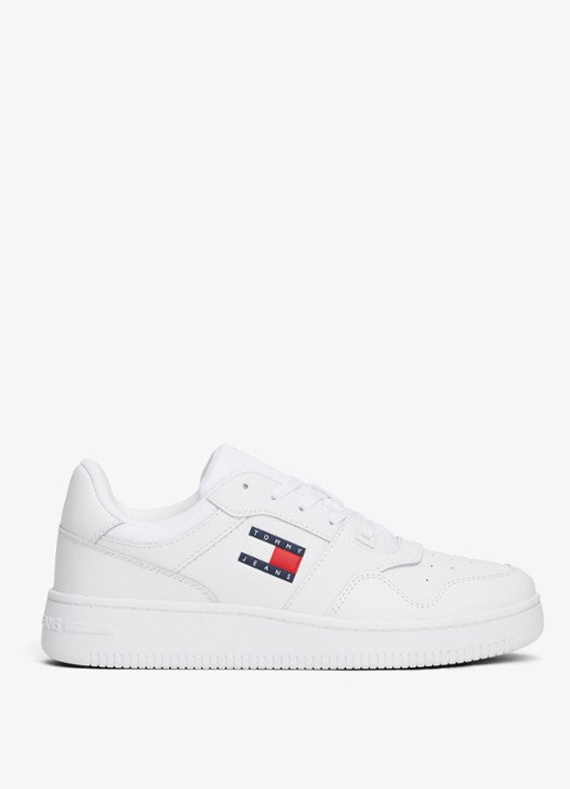 Tommy Hilfiger Sneaker van leer met logo - detail wit