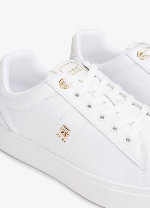 Tommy Hilfiger Sneaker van leer met logo - detail 4 wit