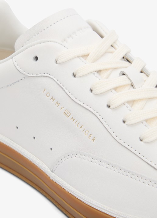 Tommy Hilfiger Sneaker van leer met logo - detail 4 wit