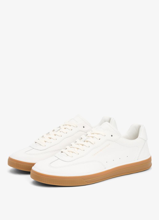 Tommy Hilfiger Sneaker van leer met logo - voorkant 6 wit