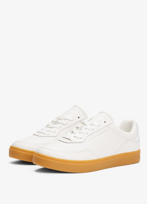 Tommy Hilfiger Sneaker van leer - voorkant 2 beige