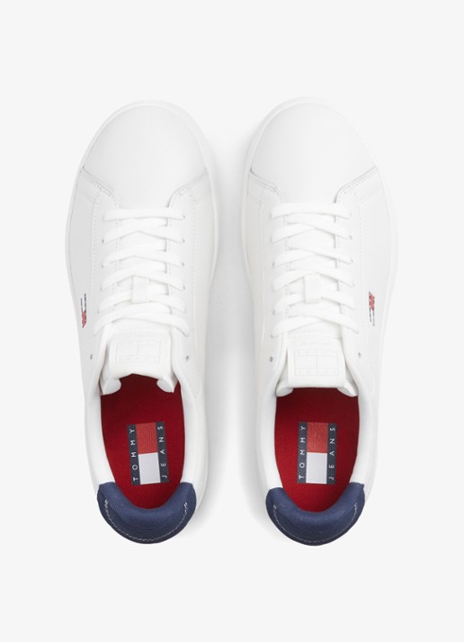 Tommy Hilfiger Sneaker van leer - voorkant 2 wit