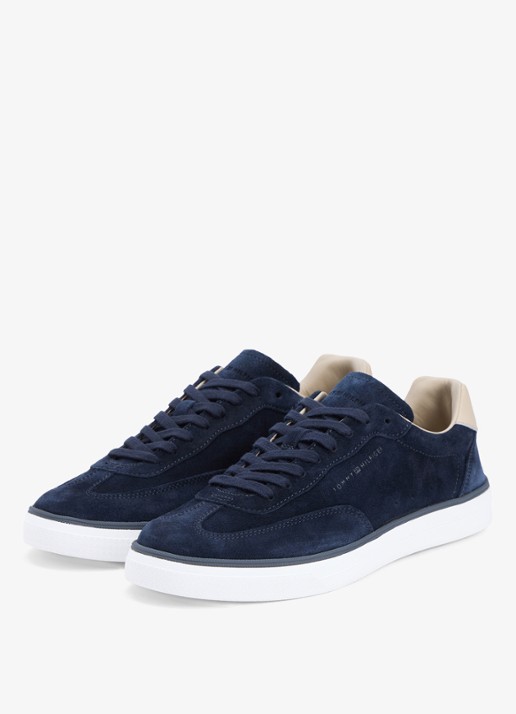 Tommy Hilfiger Sneaker van suède met logo - detail 2 donkerblauw
