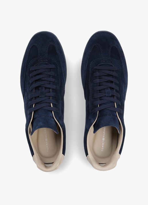 Tommy Hilfiger Sneaker van suède met logo - detail 4 donkerblauw