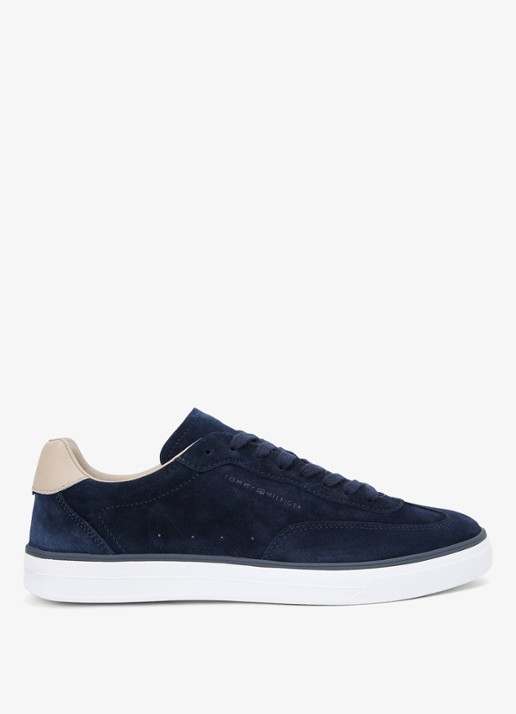 Tommy Hilfiger Sneaker van suède met logo - detail 5 donkerblauw