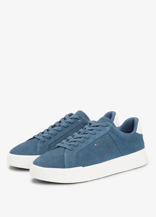 Tommy Hilfiger Sneaker van suède - detail 2 kobaltblauw