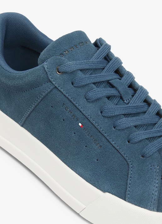 Tommy Hilfiger Sneaker van suède - detail 4 kobaltblauw