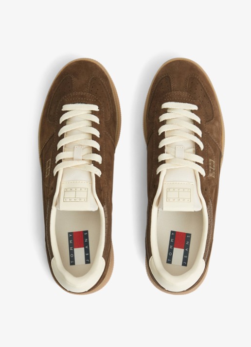 Tommy Hilfiger Sneaker van suède - voorkant 2 kastanjebruin