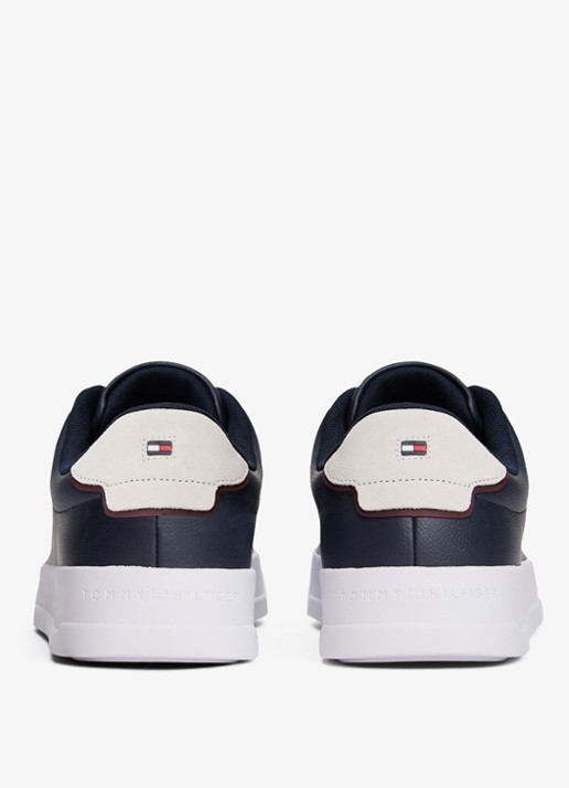 Tommy Hilfiger Sneakers van leer - achterkant 3 donkerblauw
