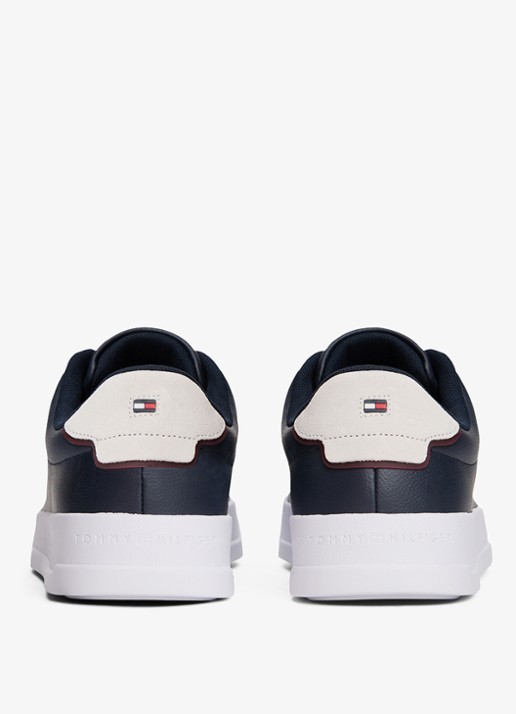 Tommy Hilfiger Sneakers van leer - achterkant 7 donkerblauw