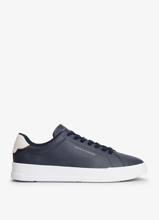 Tommy Hilfiger Sneakers van leer - detail 6 donkerblauw