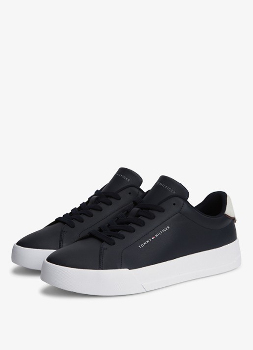 Tommy Hilfiger Sneakers van leer - detail 3 donkerblauw