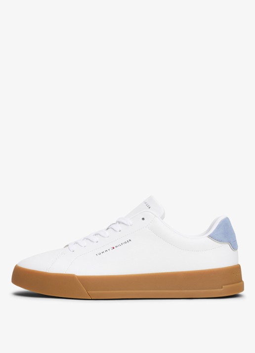 Tommy Hilfiger Sneakers van leer - voorkant 3 wit