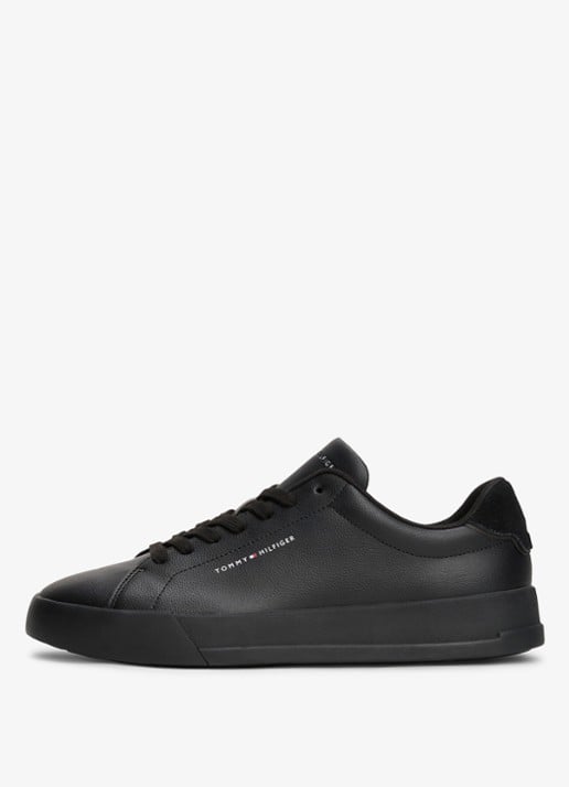 Tommy Hilfiger Sneakers van leer - voorkant 2 diepzwart