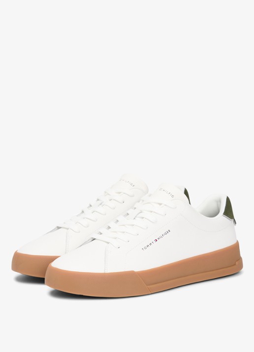 Tommy Hilfiger Sneakers van leer - detail 2 ecru-arctic spruce