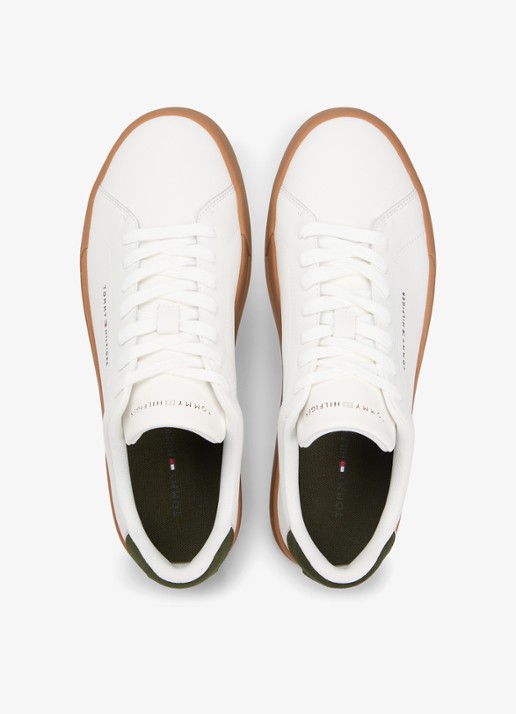 Tommy Hilfiger Sneakers van leer - detail 3 ecru-arctic spruce