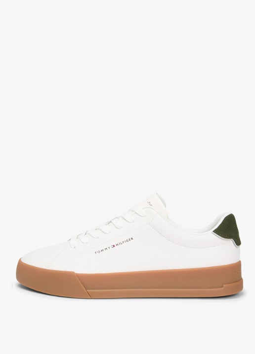 Tommy Hilfiger Sneakers van leer - voorkant 6 ecru-arctic spruce