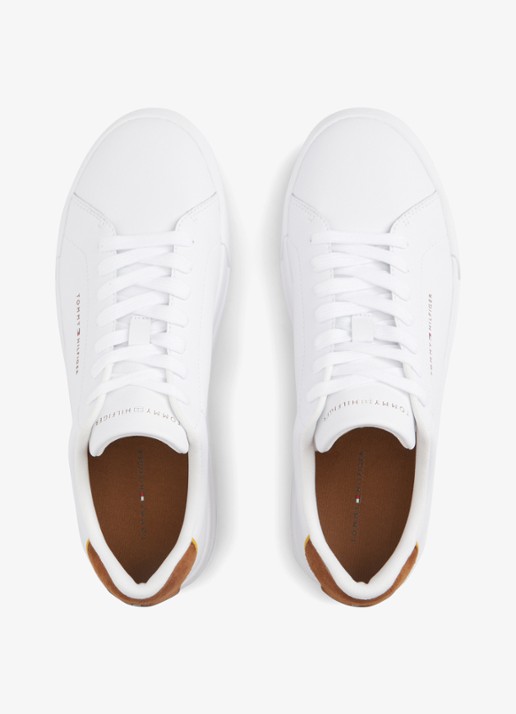 Tommy Hilfiger Sneakers van leer - detail 3 white/coconut groove-02r / wit