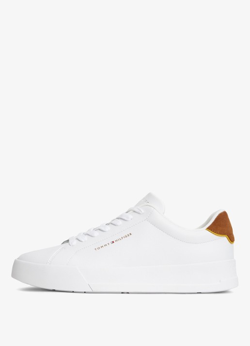 Tommy Hilfiger Sneakers van leer - voorkant 6 white/coconut groove-02r / wit