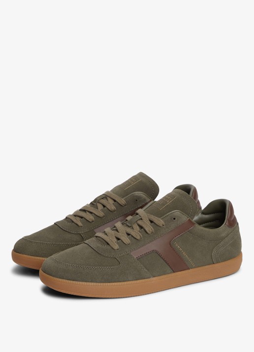 Tommy Hilfiger Sneakers van suède - detail 3 olijfgroen